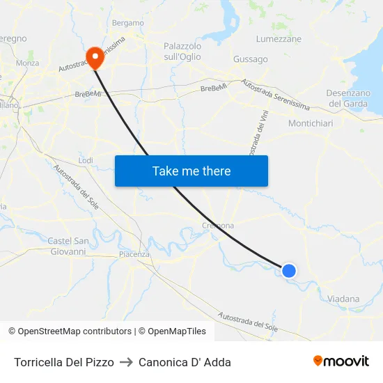 Torricella Del Pizzo to Canonica D' Adda map