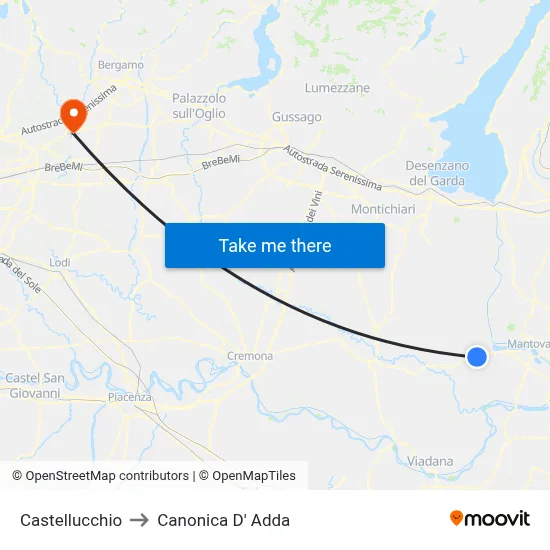 Castellucchio to Canonica d'Adda map