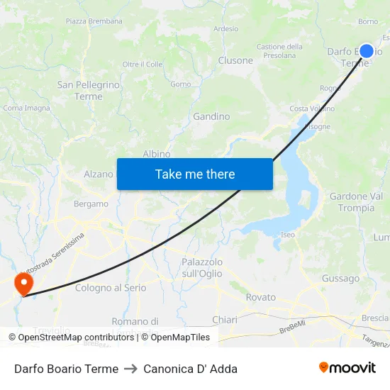 Darfo Boario Terme to Canonica D' Adda map