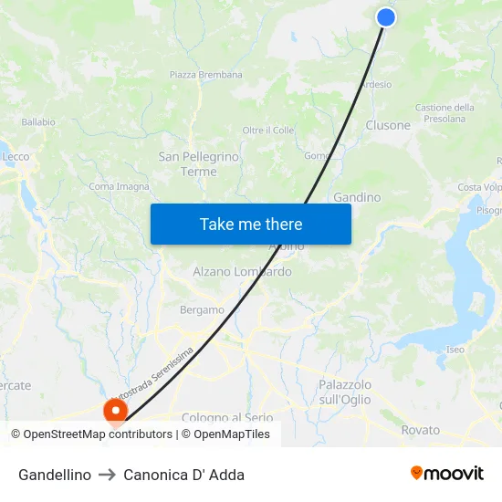 Gandellino to Canonica D' Adda map