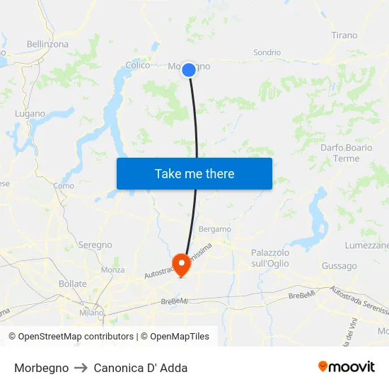 Morbegno to Canonica D' Adda map