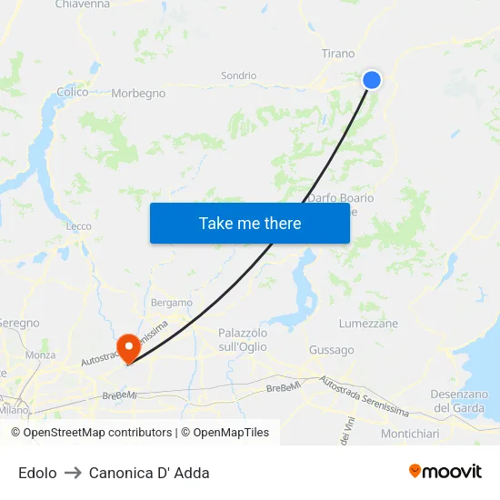 Edolo to Canonica D' Adda map