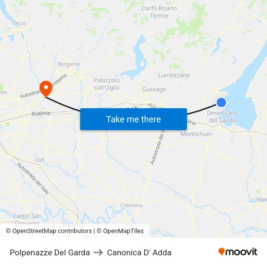 Polpenazze Del Garda to Canonica D' Adda map