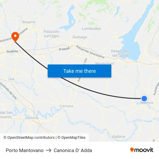 Porto Mantovano to Canonica D' Adda map