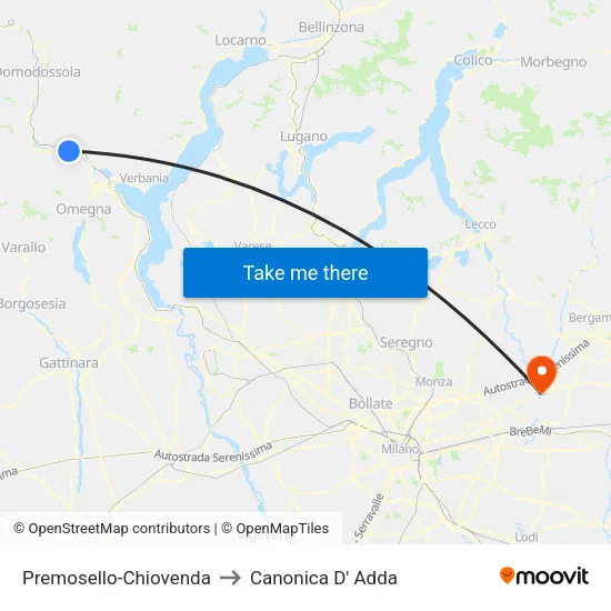 Premosello-Chiovenda to Canonica D' Adda map
