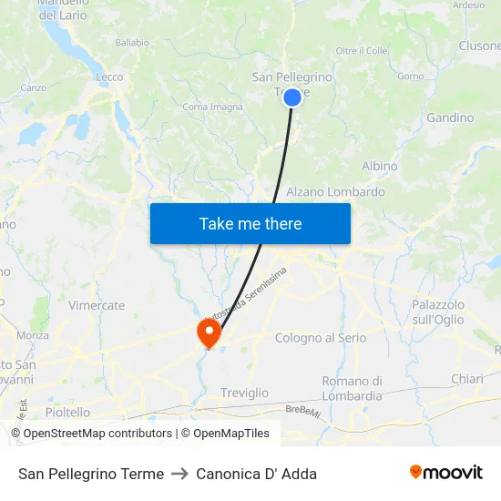 San Pellegrino Terme to Canonica D' Adda map