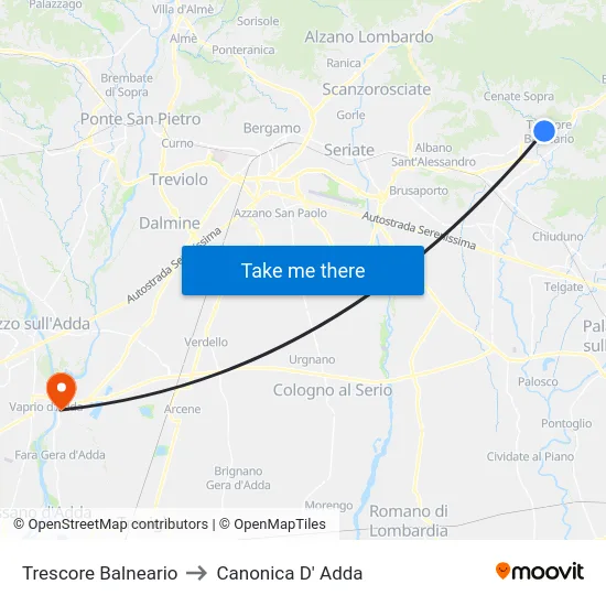 Trescore Balneario to Canonica D' Adda map