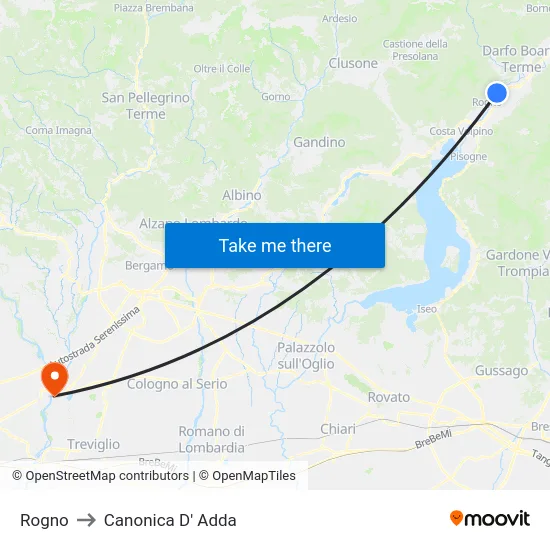 Rogno to Canonica D' Adda map