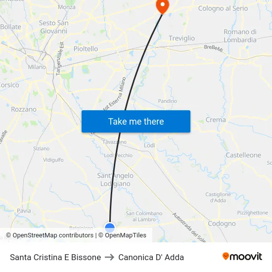 Santa Cristina E Bissone to Canonica D' Adda map