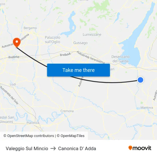 Valeggio Sul Mincio to Canonica D' Adda map