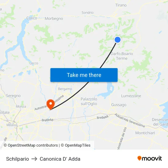 Schilpario to Canonica D' Adda map