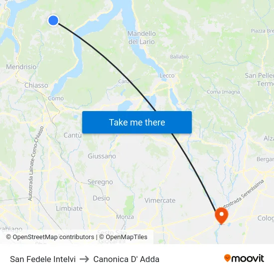 San Fedele Intelvi to Canonica D' Adda map