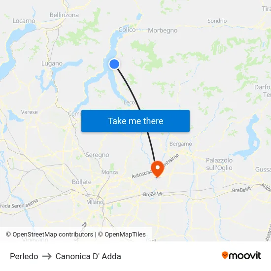 Perledo to Canonica D' Adda map