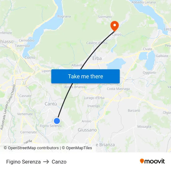 Figino Serenza to Canzo map
