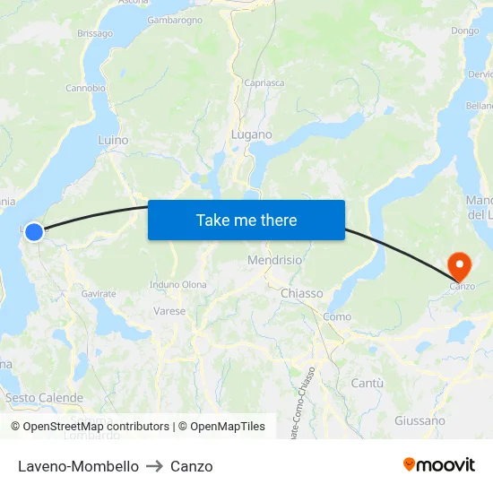 Laveno-Mombello to Canzo map