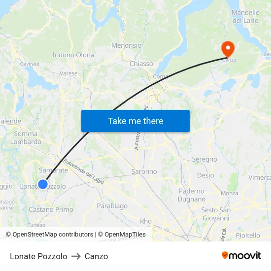 Lonate Pozzolo to Canzo map
