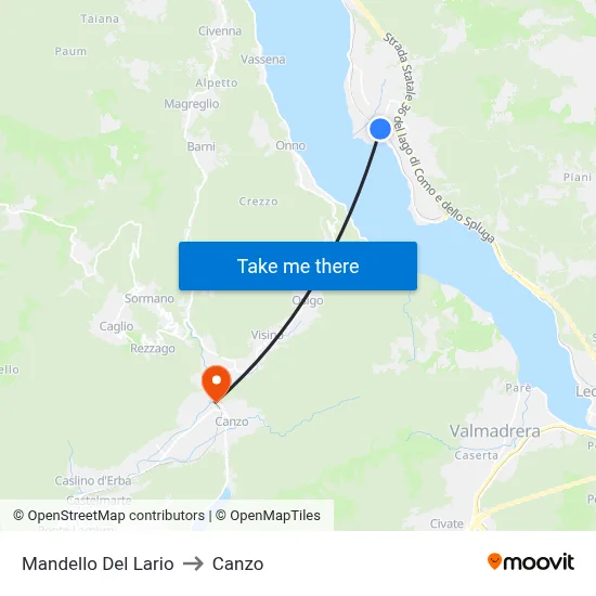 Mandello Del Lario to Canzo map