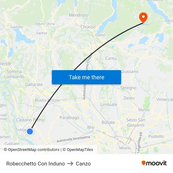 Robecchetto Con Induno to Canzo map