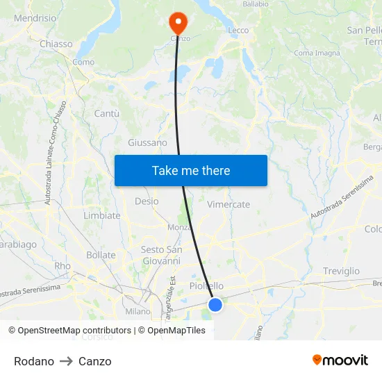 Rodano to Canzo map