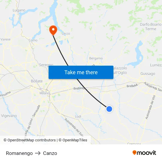 Romanengo to Canzo map