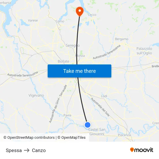 Spessa to Canzo map