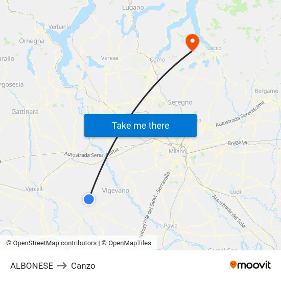 ALBONESE to Canzo map