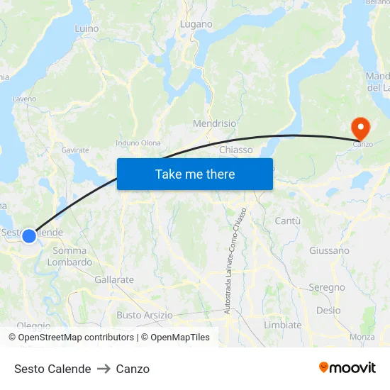 Sesto Calende to Canzo map