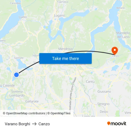 Varano Borghi to Canzo map