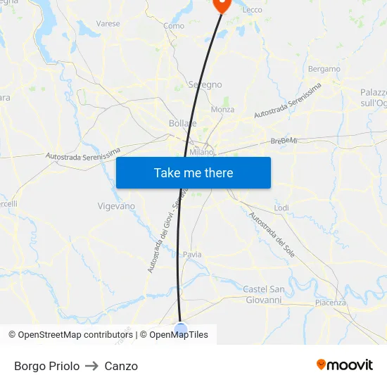 Borgo Priolo to Canzo map