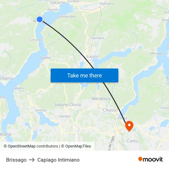 Brissago to Capiago Intimiano map