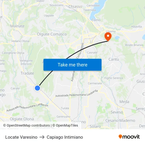 Locate Varesino to Capiago Intimiano map