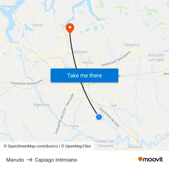 Marudo to Capiago Intimiano map