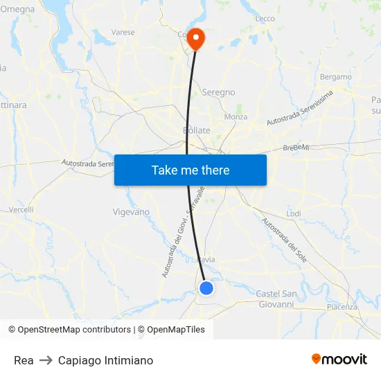 REA to Capiago Intimiano map