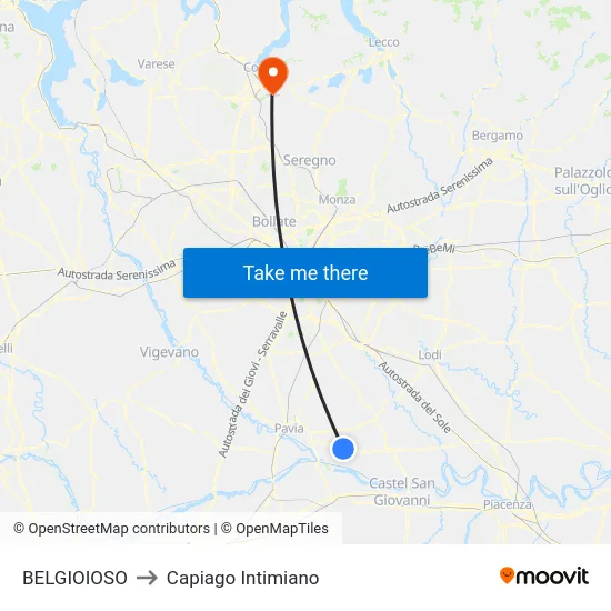BELGIOIOSO to Capiago Intimiano map