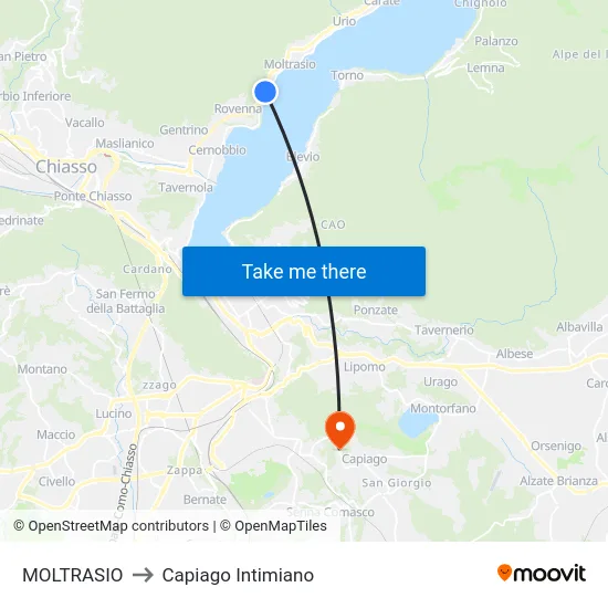 MOLTRASIO to Capiago Intimiano map