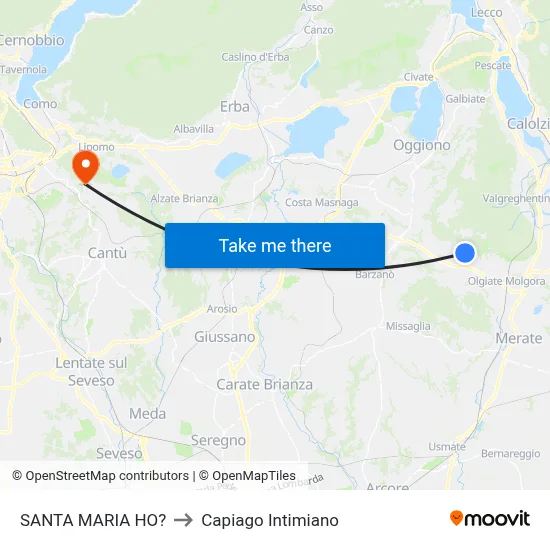 Santa Maria Ho? to Capiago Intimiano map