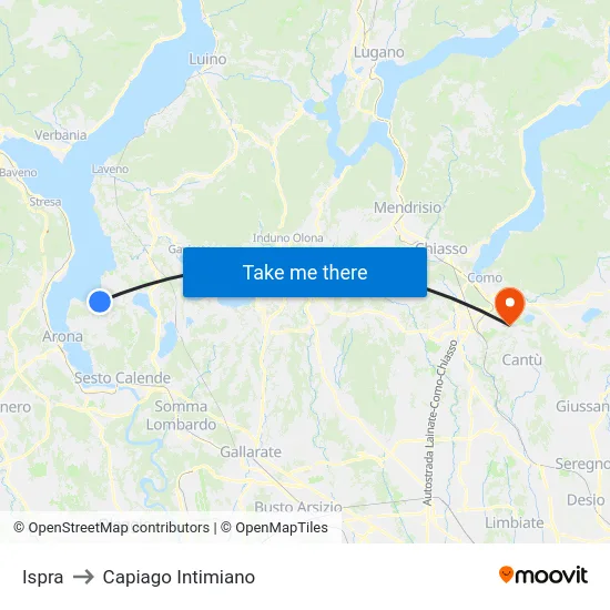 Ispra to Capiago Intimiano map