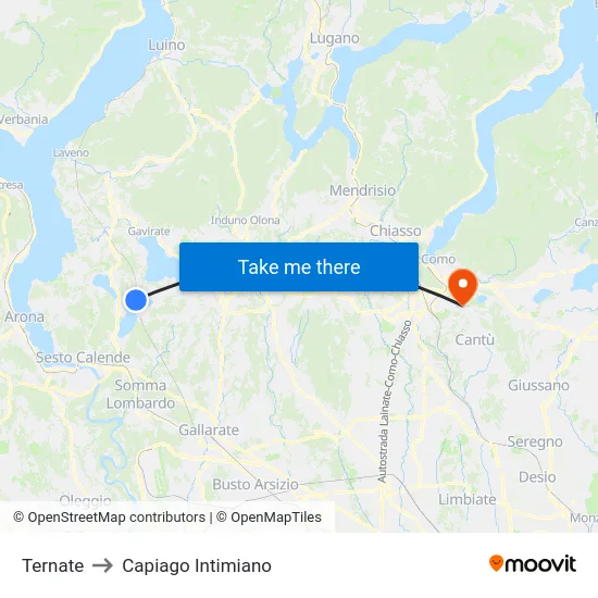 Ternate to Capiago Intimiano map