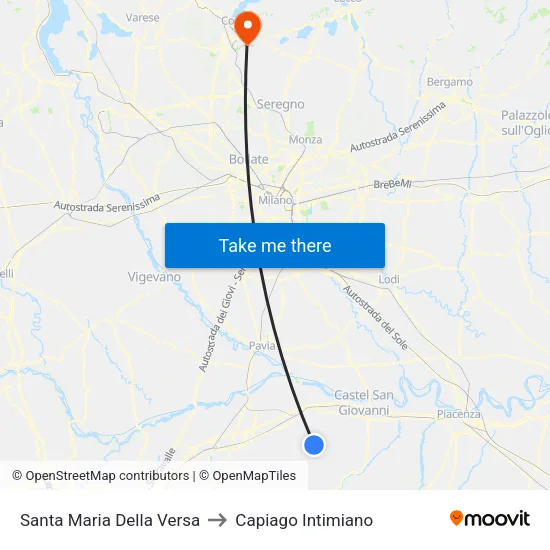 Santa Maria Della Versa to Capiago Intimiano map