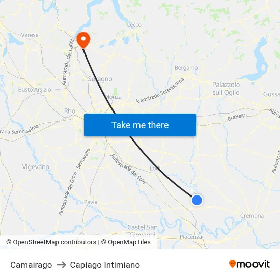 Camairago to Capiago Intimiano map