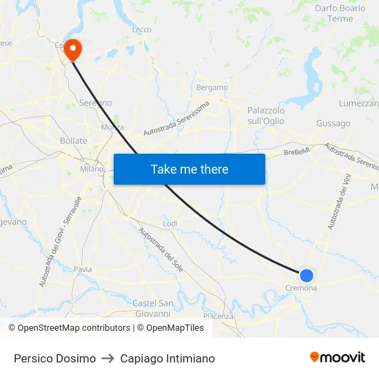 Persico Dosimo to Capiago Intimiano map