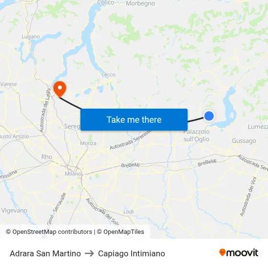 Adrara San Martino to Capiago Intimiano map
