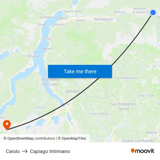 Caiolo to Capiago Intimiano map