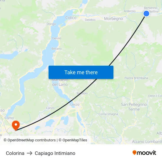 Colorina to Capiago Intimiano map