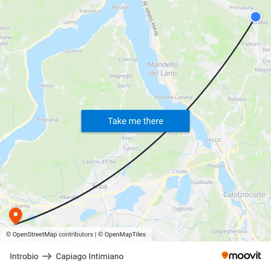 Introbio to Capiago Intimiano map