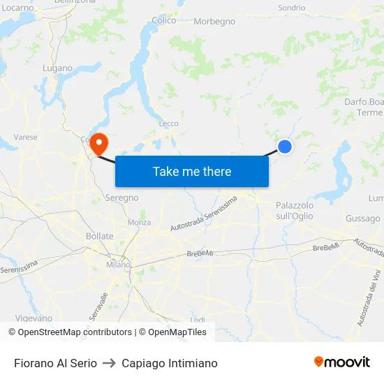 Fiorano Al Serio to Capiago Intimiano map