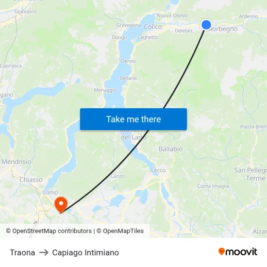 Traona to Capiago Intimiano map