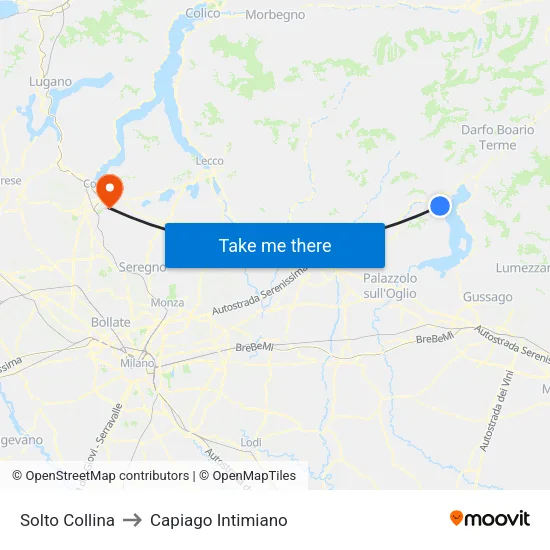 Solto Collina to Capiago Intimiano map
