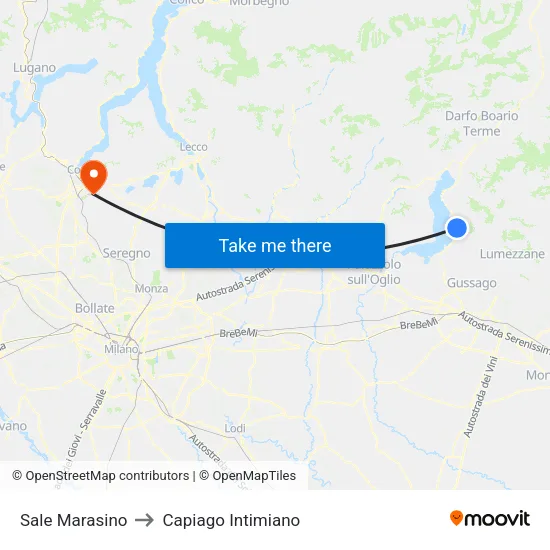 Sale Marasino to Capiago Intimiano map