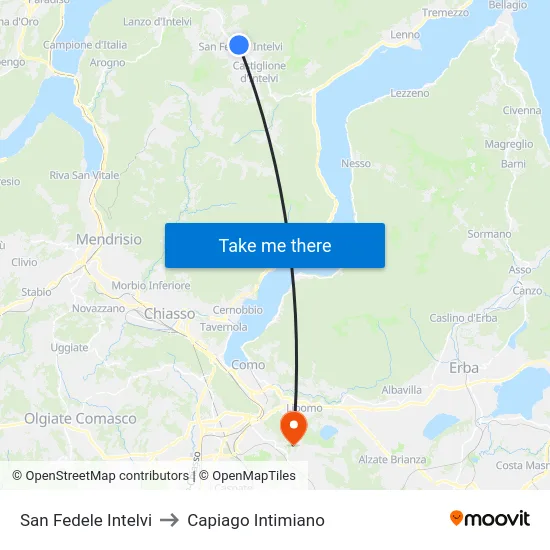 San Fedele Intelvi to Capiago Intimiano map